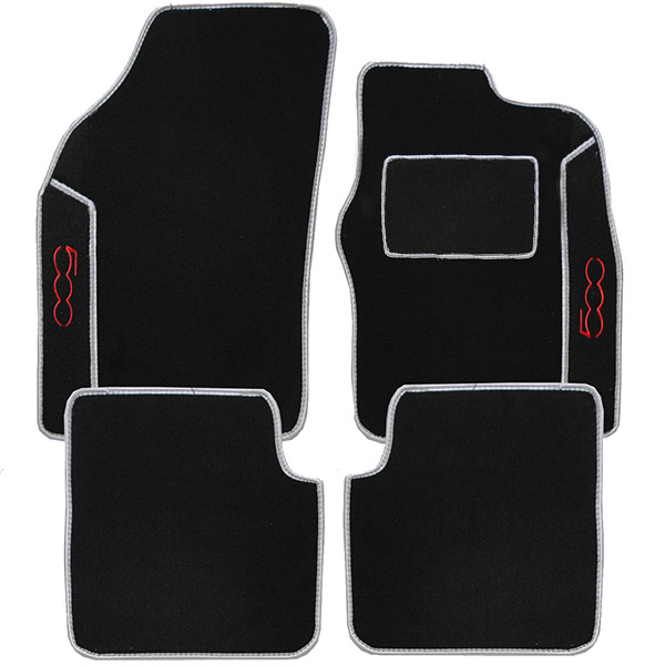 FIAT NEW 500 Floor Mats (Black/Gray Piping/RHD)