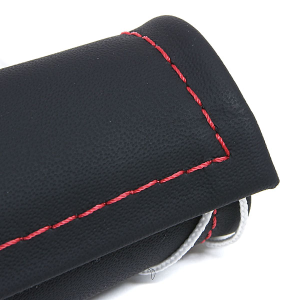 FIAT New 500 Leather Hand Brake Grip Cover (Black/Red Steach)