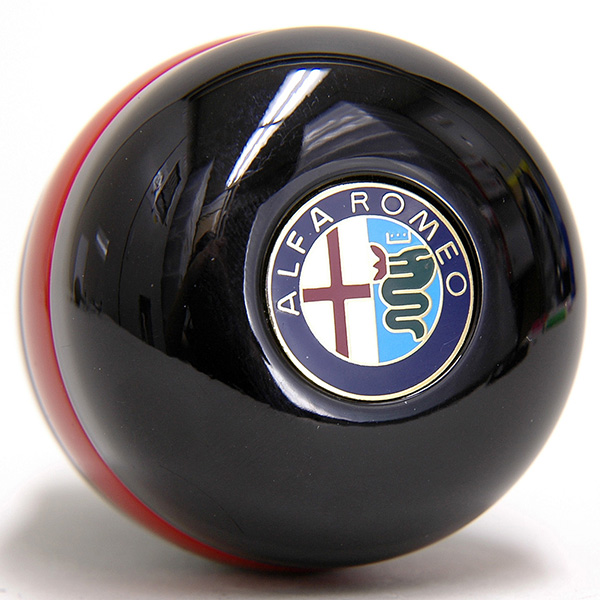 BLACK Alfa Romeo Aluminium Gear Knob -ARROW ANATOMICO-(Black/Red Ring)