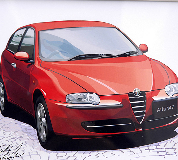 Alfa Romeo 147(Rosso) Illustration by Kenichi Hayashibe