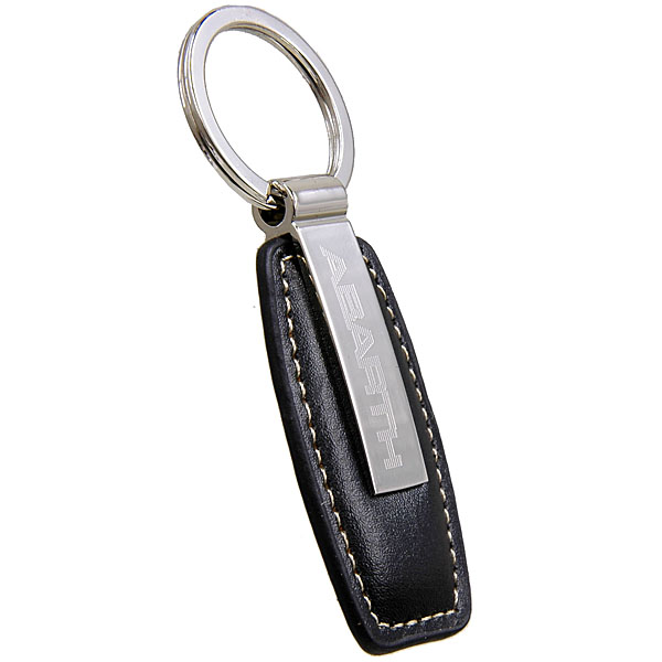 ABARTH Fake Leather & Plate Keyring (Black)