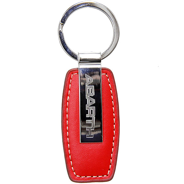 ABARTH Fake Leather & Plate Keyring (Red)