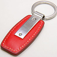 ABARTH Fake Leather & Plate Keyring (Red)