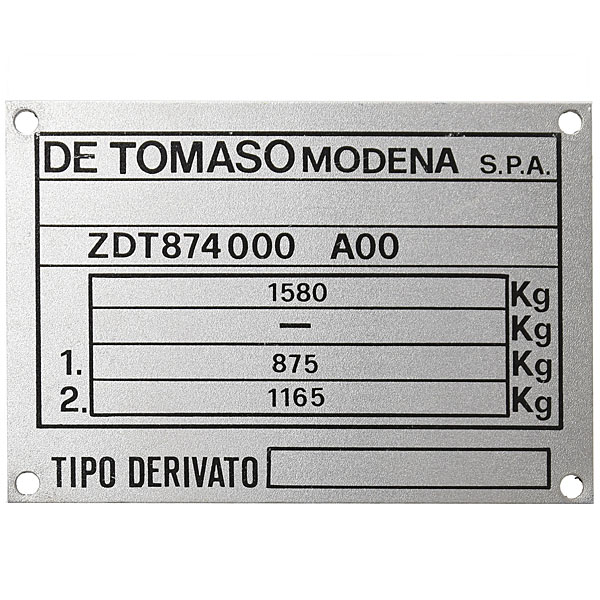 De Tomaso chassis  Plate