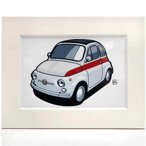 FIAT Old 500 Illustration(Red Stripe) by Kenichi Hayashibe