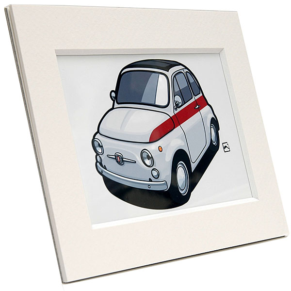 FIAT Old 500 Illustration(Red Stripe) by Kenichi Hayashibe