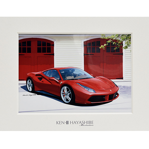 Ferrari 488GTB Illustration(Red) by Kenichi Hayashibe