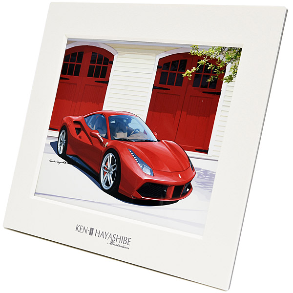 Ferrari 488GTB Illustration(Red) by Kenichi Hayashibe