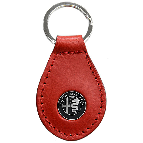 Alfa Romeo New Emblem Leather Base Keyring(Red)