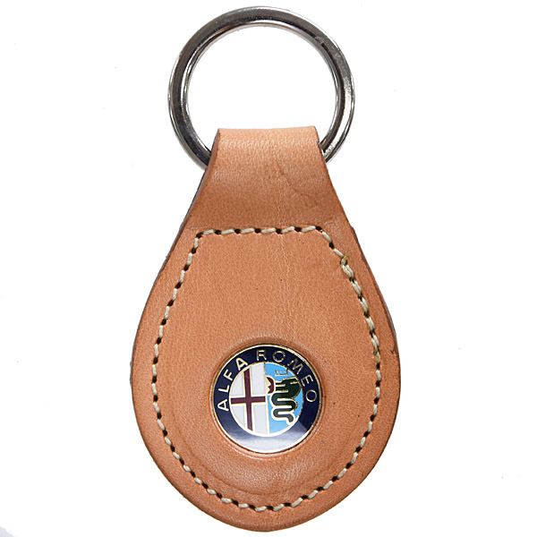 Alfa Romeo New Emblem Leather Base Keyring(Brown)