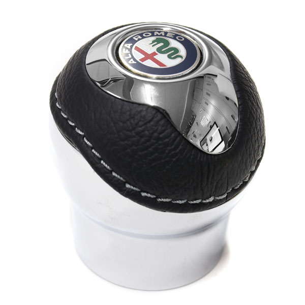 BLACK Gear Knob -TUNE IT CHROME- (Reverselock/Alfa Romeo Emblem)