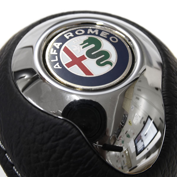 BLACK Gear Knob -TUNE IT CHROME- (Reverselock/Alfa Romeo Emblem)