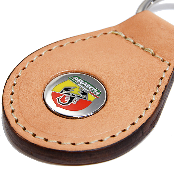 ABARTH New Black Base Emblem Leather Based Keyring(Brown)