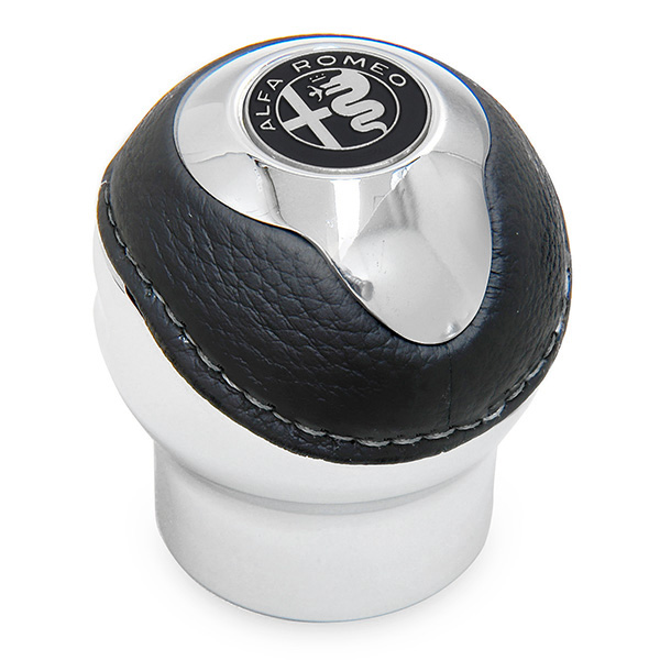 BLACK Gear Knob -TUNE IT CHROME- (Reverse Lock/Alfa Romeo Mono Tone Emblem)