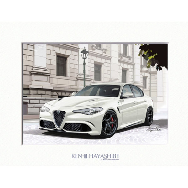 Alfa Romeo Giulia Quadrifoglio (White) Illustration by Kenichi Hayashibe