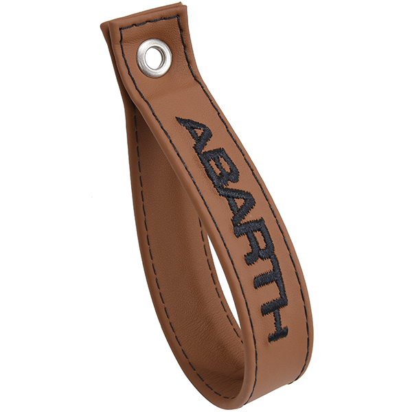 ABARTH 500 Rear Gate Leather Strap (Brown Base/Black ABARTH Logo)