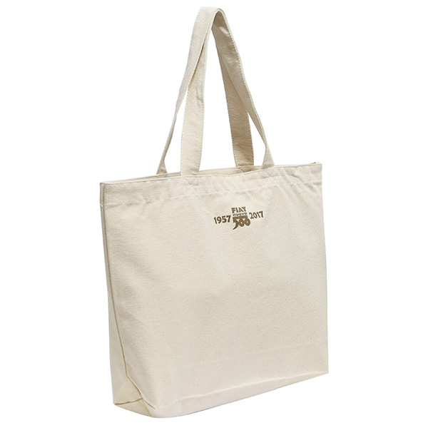 FIAT 500 60anni Memorial Stamp Tote Bag-Natural-