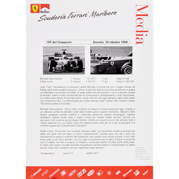Scuderia Ferrari F1 Press Release-30.10.1999 JAPAN GP