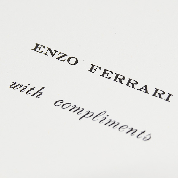 ENZO FERRARI with compliments Card