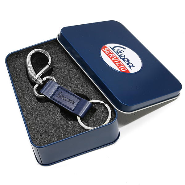 Vespa Official Carabina Leather Keyring(Navy)