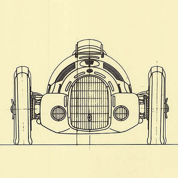 Alfa Romeo Monopost Gran Premio Tipo316 1938 Blue Drawing Print