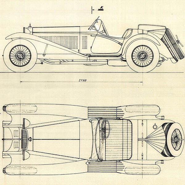 Alfa Romeo 8C gransport 1931 Blue Drawing Print