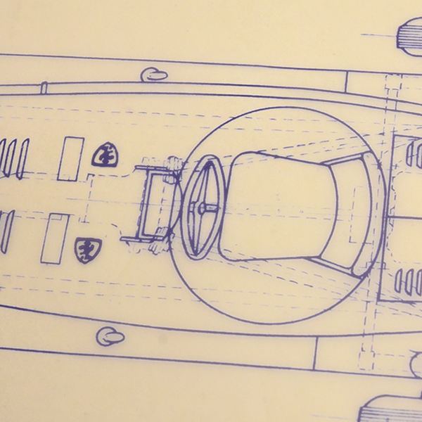 Alfa Romeo Bimotore 1935 Blue Drawing Print