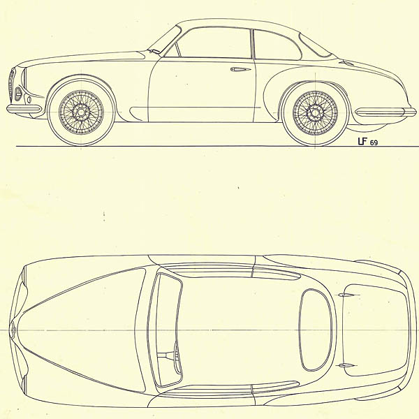 Alfa Romeo Coupe 1900 Super Sprint Blue Drawing Print