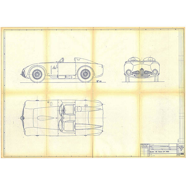 Alfa Romeo 6C 3000 CM Spider 1953 Blue Drawing Print