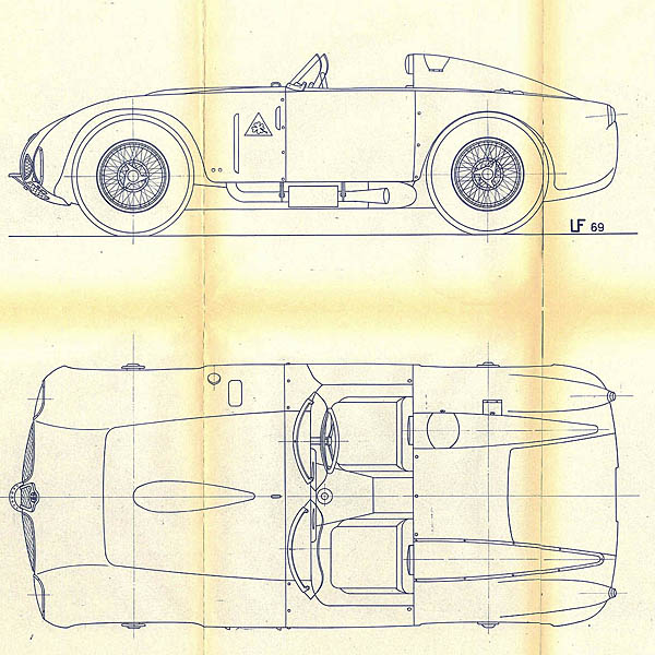 Alfa Romeo 6C 3000 CM Spider 1953 Blue Drawing Print