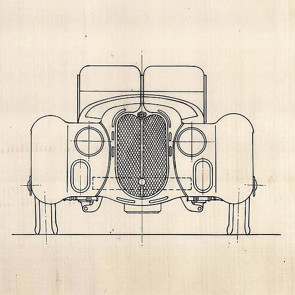 Alfa Romeo 6C 2500 Super Sport Spider 1939 Blue Drawing Print