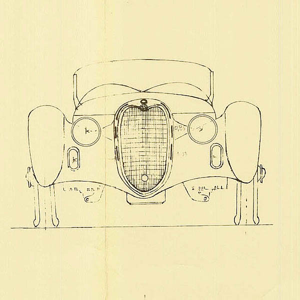 Alfa Romeo 6C 2500 SS Spider 1939 Blue Drawing Print