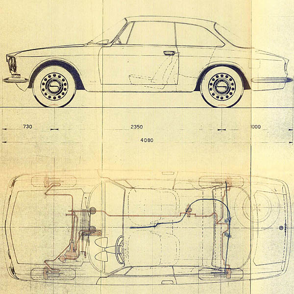 Alfa Romeo 1750 GT veloche Blue Drawing Print