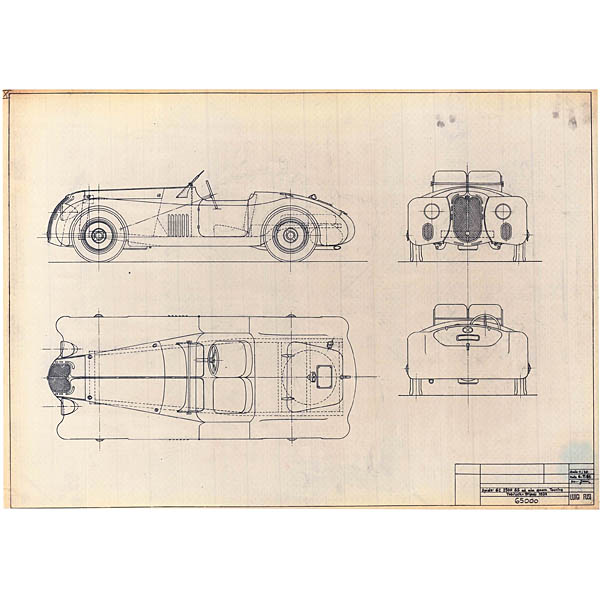 Alfa Romeo 6C 2500 SS ala spessa Turing 1939 Blue Drawing Print