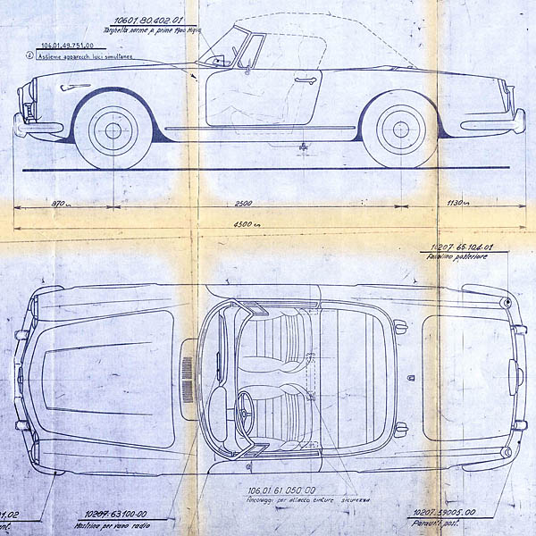 Alfa Romeo 2600 Spider USA 1962 Blue Drawing Print