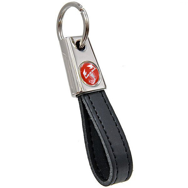 ABARTH Strap Shaped Keyring(Red Emblem/Black)