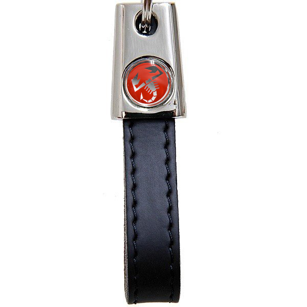 ABARTH Strap Shaped Keyring(Red Emblem/Black)