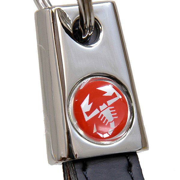 ABARTH Strap Shaped Keyring(Red Emblem/Black)