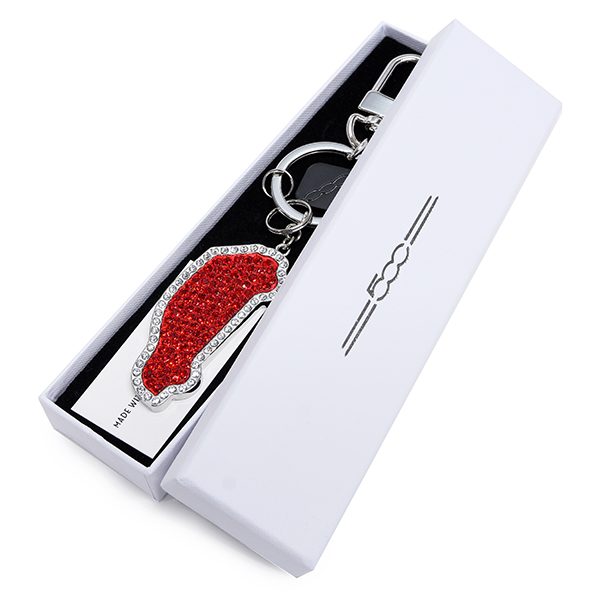 FIAT Official 500 Silhouette Swarovski Keyring