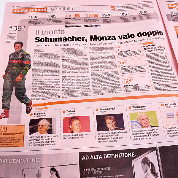 La Gazzetta dello Sport 2006.9.11  M.Schumacher retirement announcement