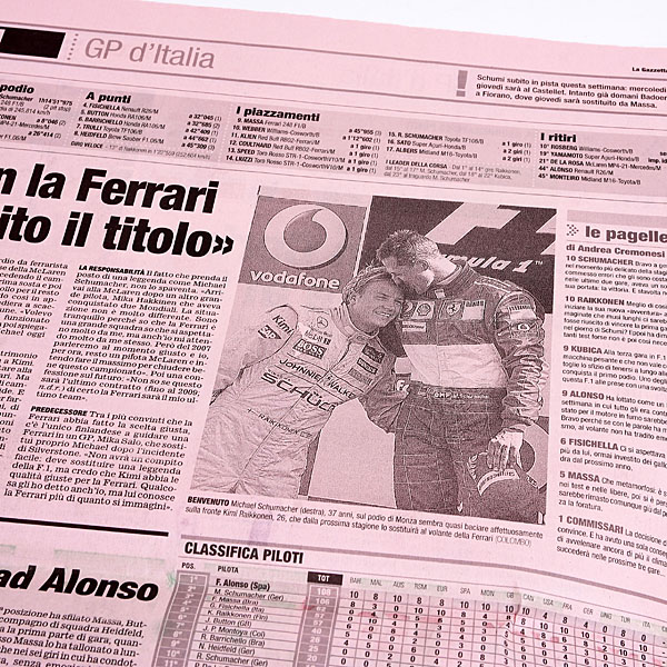 La Gazzetta dello Sport 2006.9.11  M.Schumacher retirement announcement