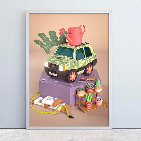 Garage Italia Official FIAT PANDA Living 4X4 Poster (Florist)