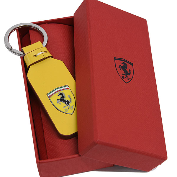 Ferrari Genuine Leather Base SF Key Ring (Yellow)