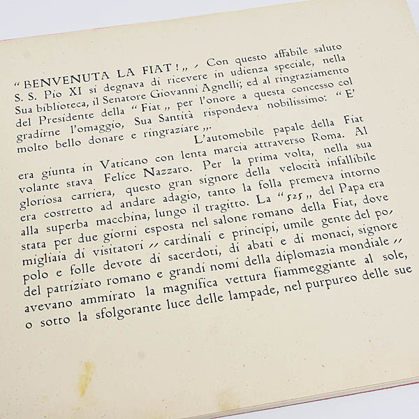 FIAT Papal Car Donation Memorial Book & FIAT 5**N User Manual 1929