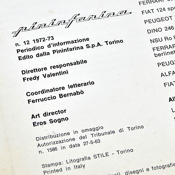 Pininfarina No.12 1972-1973 Yearbook