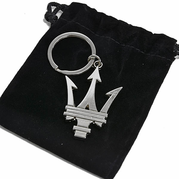 Genuine Maserati Trident-shaped Key Ring (Silver)
