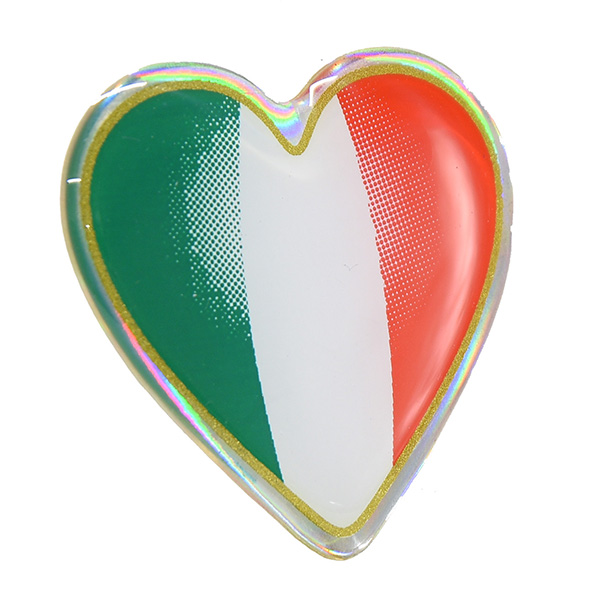 Italian Flag 3D Heart Shaped Sticker